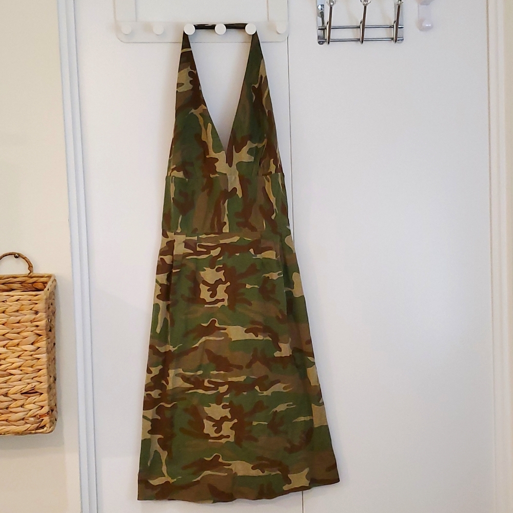 New Handmade vintage 50s look style pin up dress halter camo military sexy